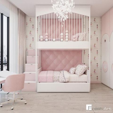Дизайн детской комнаты для девочек 1754.jpeg | Fresh Art - дизайн студия