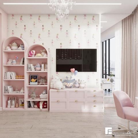 Дизайн детской комнаты для девочек 1757.jpeg | Fresh Art - дизайн студия